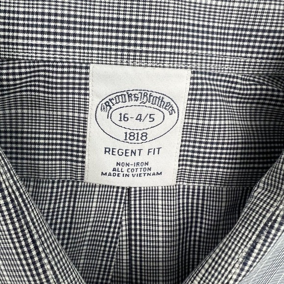 BROOKS BROTHERS Regent Non Iron Gray Plaid Dress Shirt 16-4/5 All Cotton - Picture 7 of 10